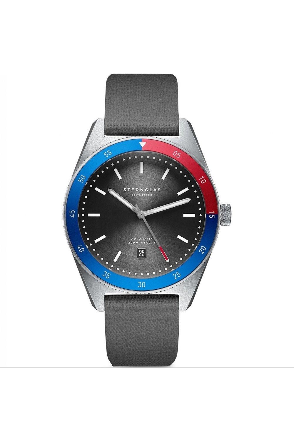 Sternglas Marus Sport 42mm Watch S02-MAS11-SP01, Anthracite Silver Dial, Sapphire Crystal, Sport Grey Strap, 20 ATM Water Resistant