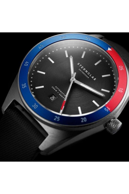 Sternglas Marus Sport 42mm Watch S02-MAS11-SP01, Anthracite Silver Dial, Sapphire Crystal, Sport Grey Strap, 20 ATM Water Resistant