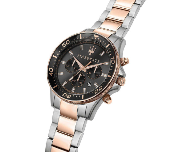 Maserati SFIDA Men's R8873640002 Two Tone Chronograph Black Dial Watch
