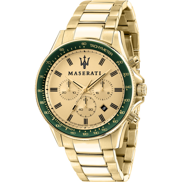 Maserati Chronograph Sfida Gold Tone Dial Quartz R8873640005 100M Men’s Watch