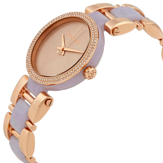 Michael Kors Ladies' Delray Rose Gold And Lavender Crystalized Watch MK4319