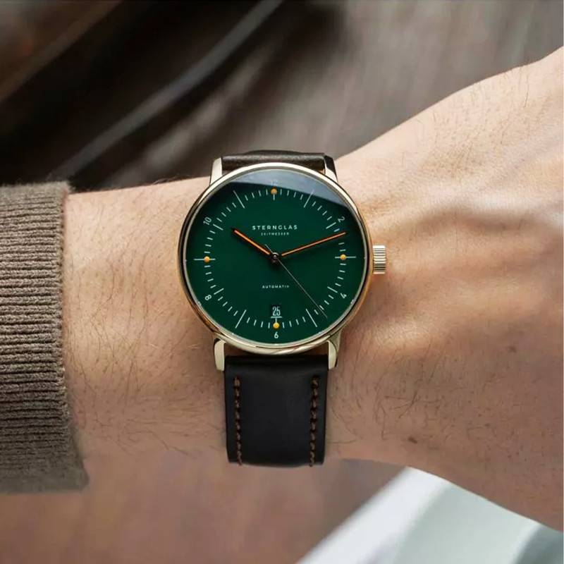 Sternglas Naos Automatik – Dark Green Gold with Brown Leather