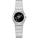 Omega Constellation 24mm Quartz Black Dial Diamond Bezel Watch 123.15.24.60.01.001