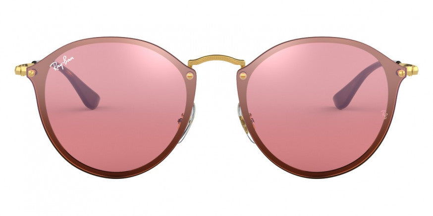 Ray-Ban Blaze Round Sunglasses in Gold Frames and Pink Lenses - RB3574N 001/E4 59-14
