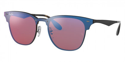 Ray-Ban Blaze Clubmaster Unisex Sunglasses in Black Frames and Violet/Blue Lenses RB3576N 153/7V 01-47
