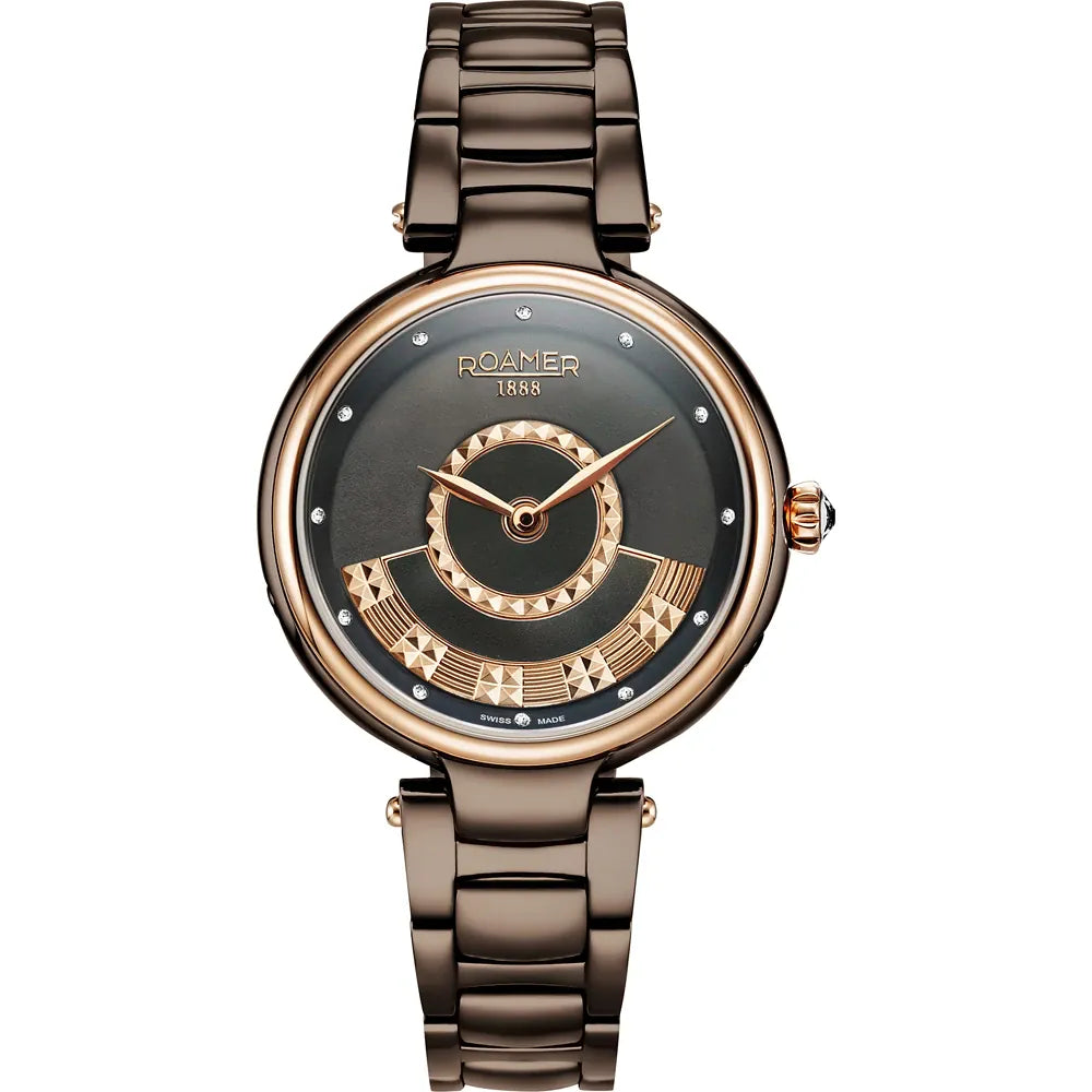 Roamer Lady Mermaid II Ladies 36mm Battery Watch – Brown MOP Dial, Stainless Steel Case & Bracelet, Swiss Quartz Movement, 50m Water Resistance