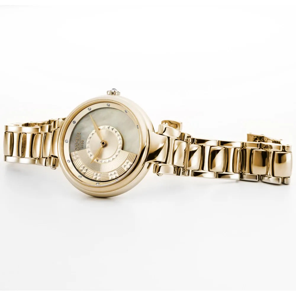 Roamer Lady Mermaid II Ladies 36mm Battery Watch – Gold Stainless Steel, Swiss Quartz Movement, Mother of Pearl Dial, 50m Water Resistance