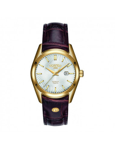 Roamer Ladies Searock 34mm Battery Watch – Silver Dial, Brown Leather Strap, Swiss Quartz Movement, 100m Water Resistance