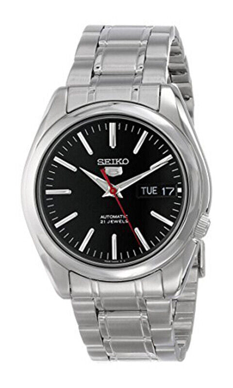 Seiko 5 SNKL45K1 – 38mm Automatic Watch, Black Dial, Stainless Steel Bracelet, Hardlex Crystal, Day-Date Display, 30M Water Resistance