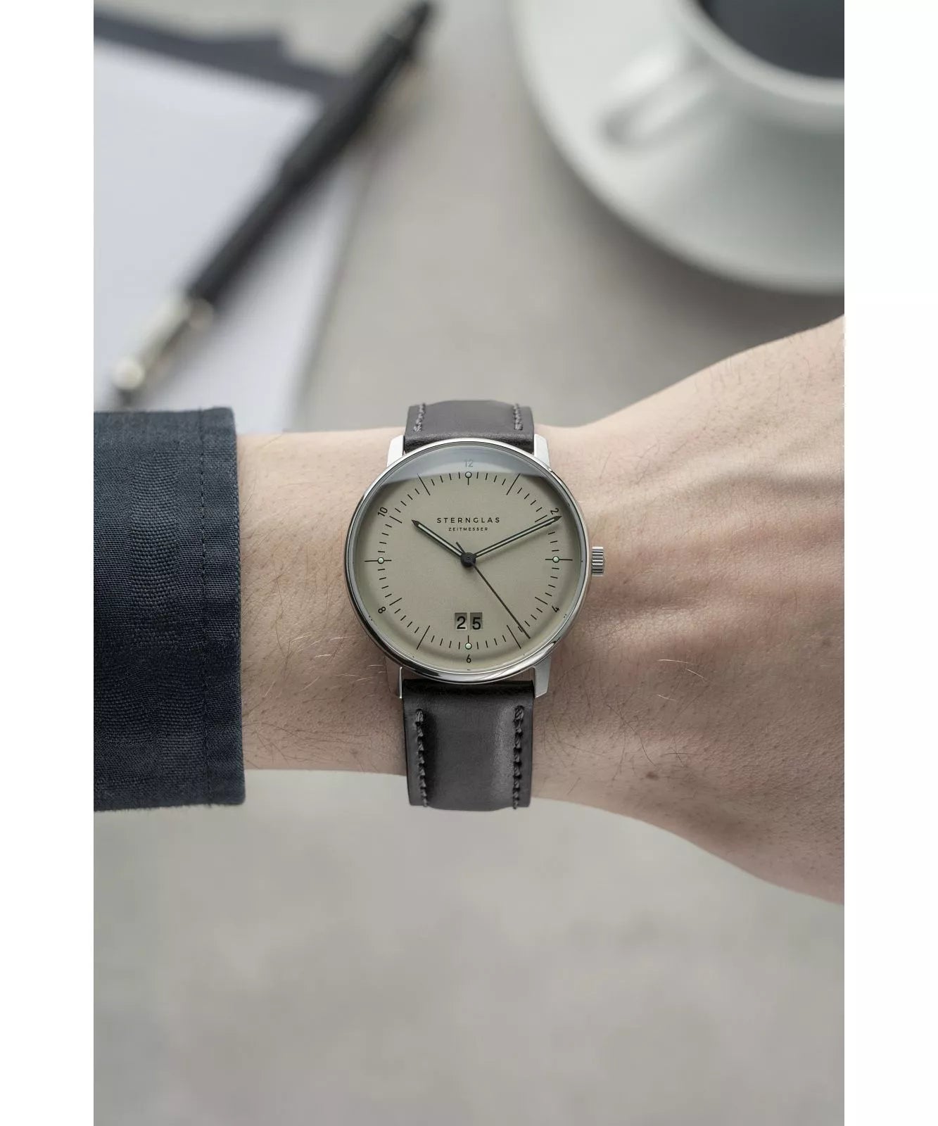 Sternglas Naos Big Date Alabaster Men's 38 mm Quartz Watch