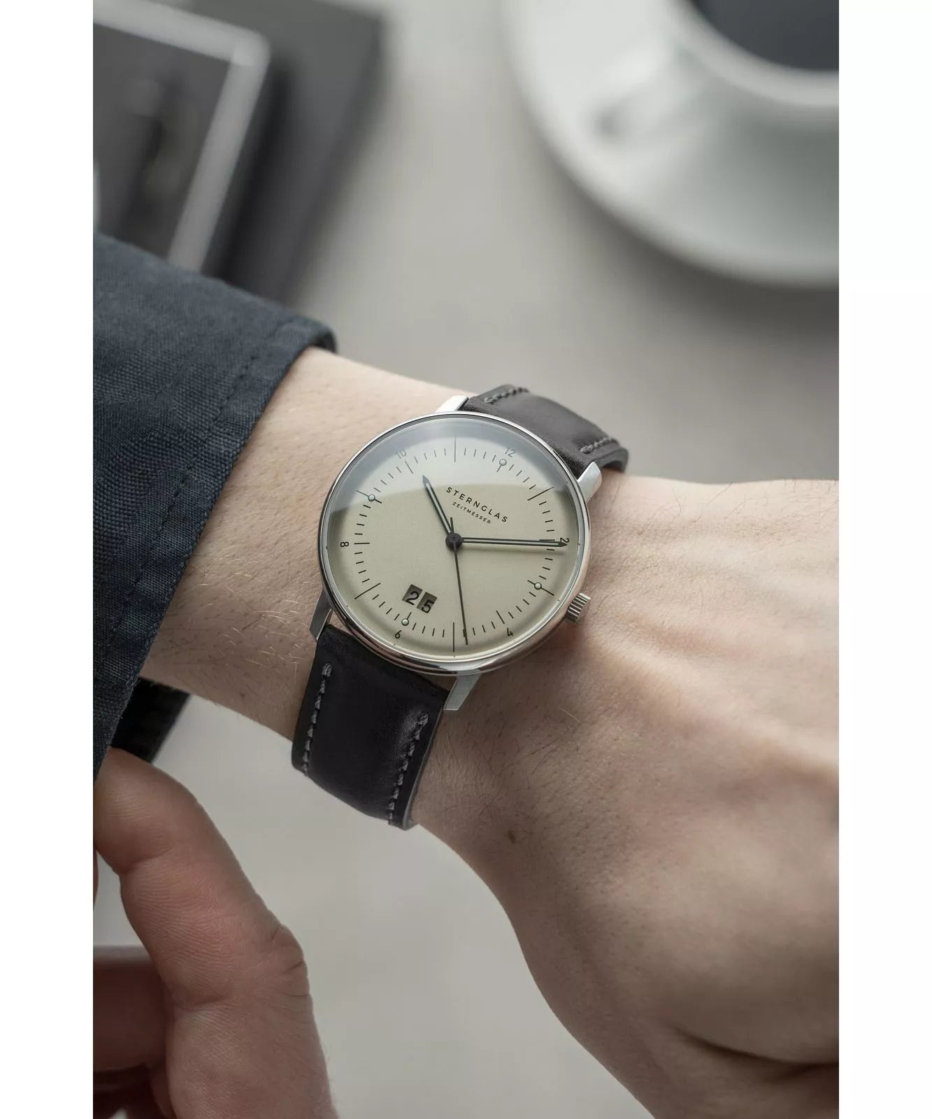 Sternglas Naos Big Date Alabaster Men's 38 mm Quartz Watch