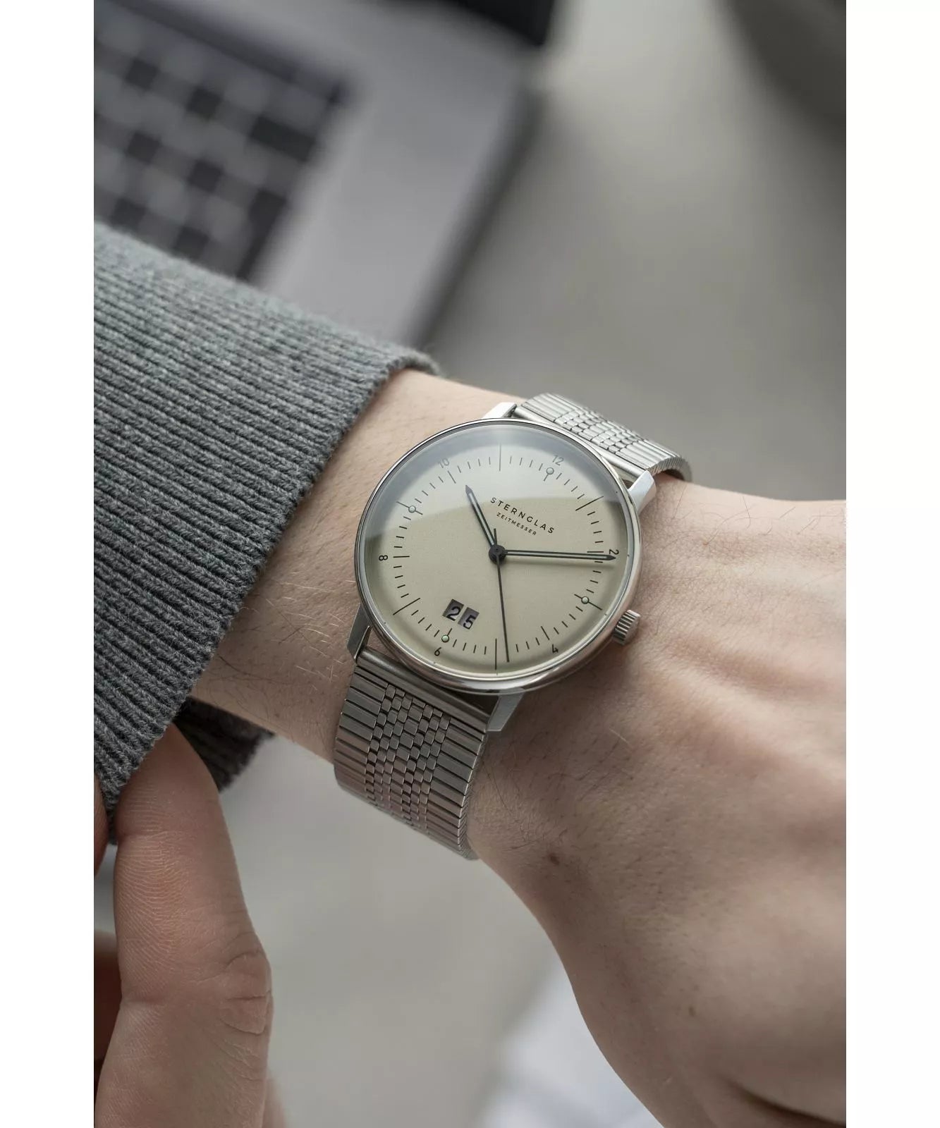 Sternglas Naos Big Date Alabaster Men's 38 mm Quartz Watch