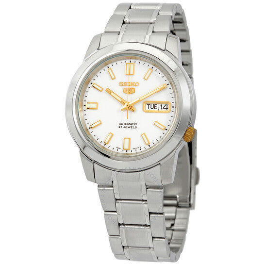 Seiko SNKK07K1 Stainless Steel Automatic Watch – Japanese Made 39mm, Hardlex Crystal, Day-Date Display, 30M Water Resistance