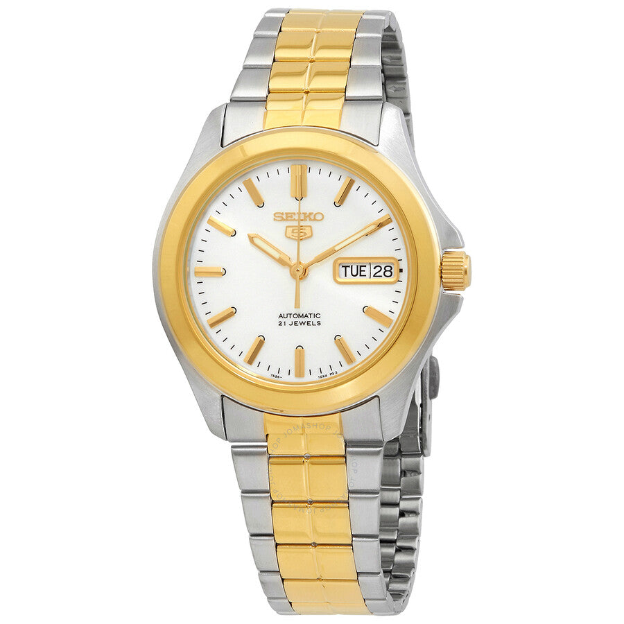 Seiko 5 Automatic White Dial Men's Watch SNKK94K1 – Japanese Made 40mm Stainless Steel, Hardlex Crystal, Day-Date Display, 30M Water Resistance