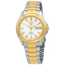 Seiko 5 Automatic White Dial Men's Watch SNKK94K1 – Japanese Made 40mm Stainless Steel, Hardlex Crystal, Day-Date Display, 30M Water Resistance