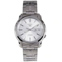 Seiko 5 SNKK65K1 – 38mm Automatic Watch, Silver Dial, Stainless Steel Bracelet, Hardlex Crystal, Day-Date Display, 30M Water Resistance