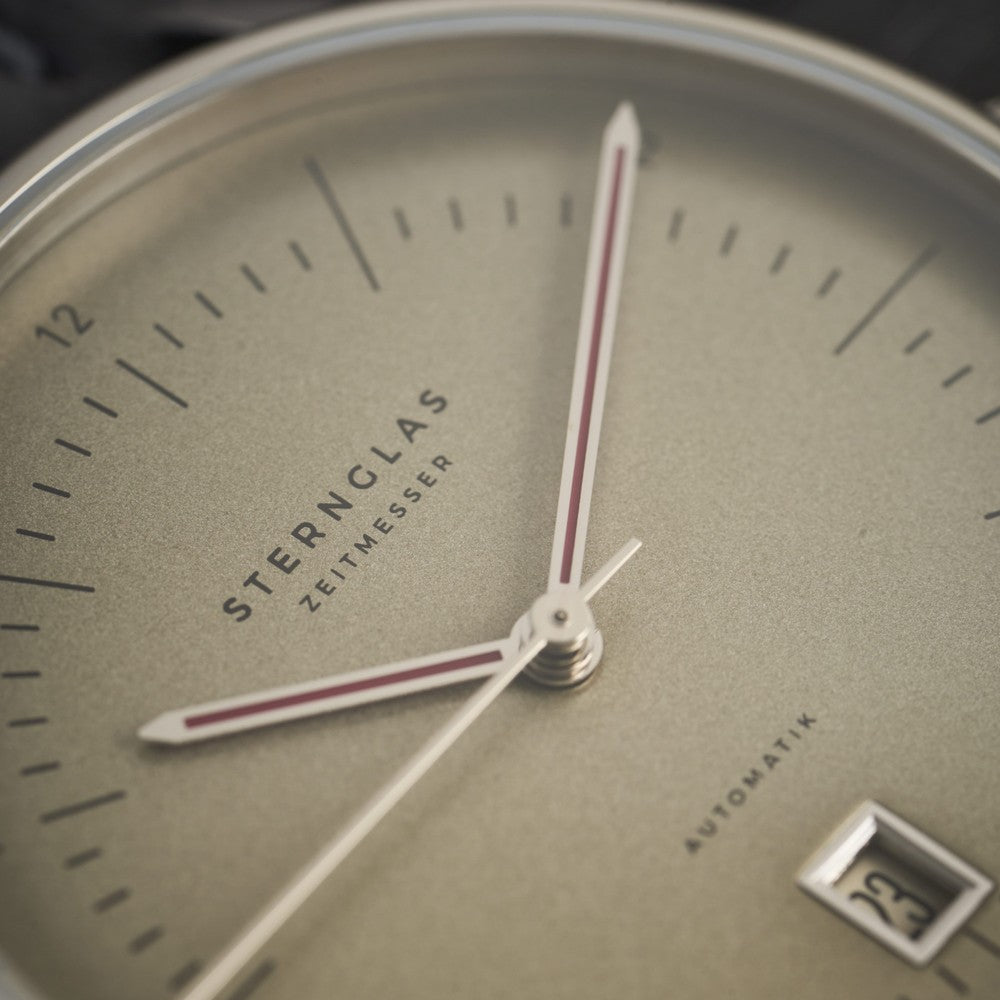 Sternglas NAOS AUTOMATIK Pro Oxford 38mm Automatic Watch S02-NAO26-MO01, Silver Dial, Sapphire Crystal, Modena Black Leather Strap, 5 ATM Water Resistant