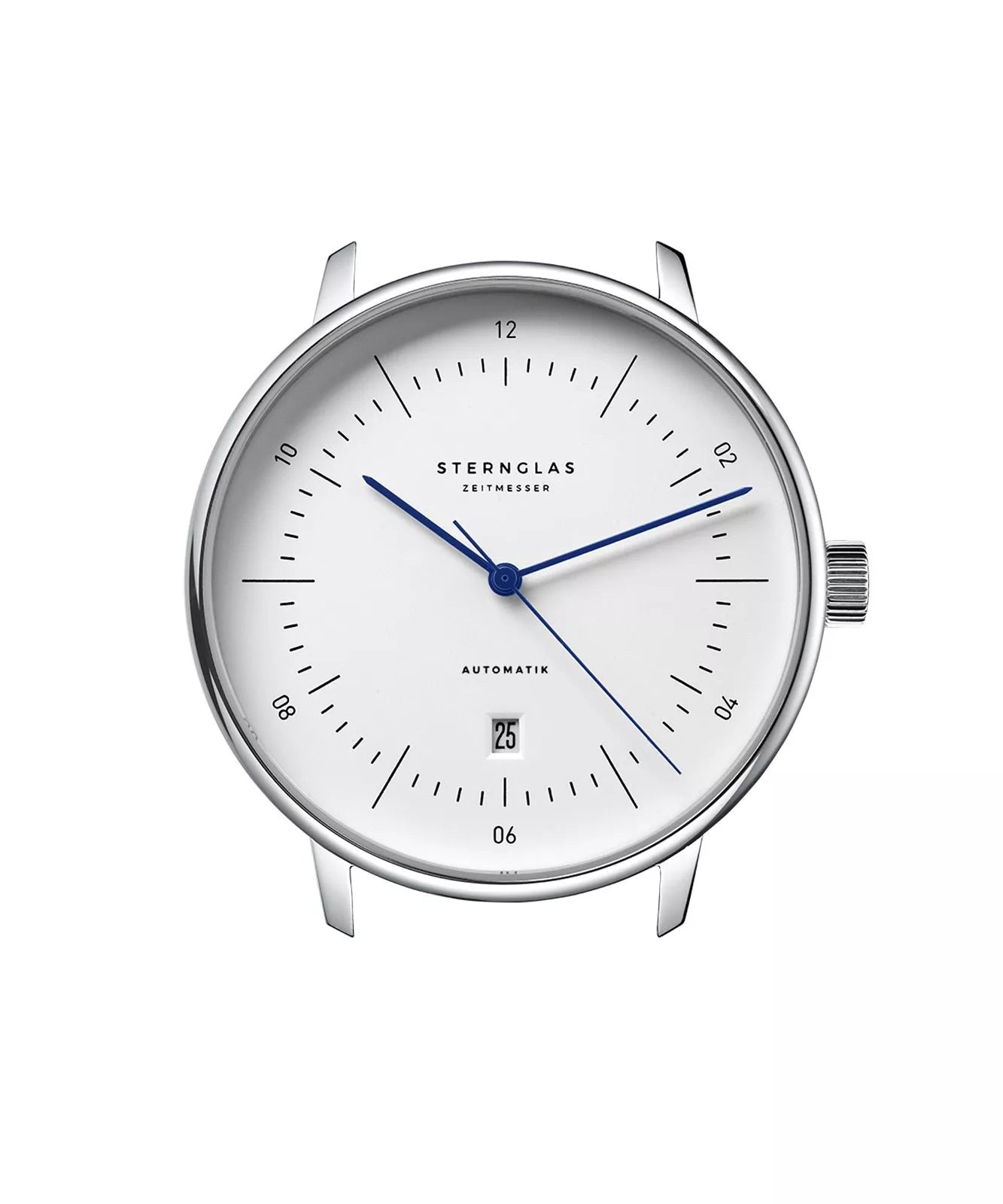 Sternglas NAOS XL 42mm Automatic Watch S02-NX01-PR07, White Dial, Sapphire Crystal, Premium Black Leather Strap, 5 ATM Water Resistant