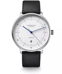 Sternglas NAOS XL 42mm Automatic Watch S02-NX01-PR07, White Dial, Sapphire Crystal, Premium Black Leather Strap, 5 ATM Water Resistant