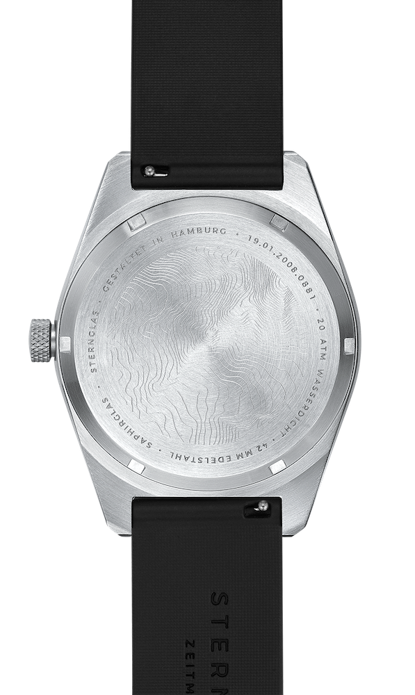 Sternglas MARUS 42mm Automatic Dive Watch S02-MA09-KA01, Green-Silver Dial, Sapphire Crystal, Black Rubber Strap, 20 ATM Water Resistant