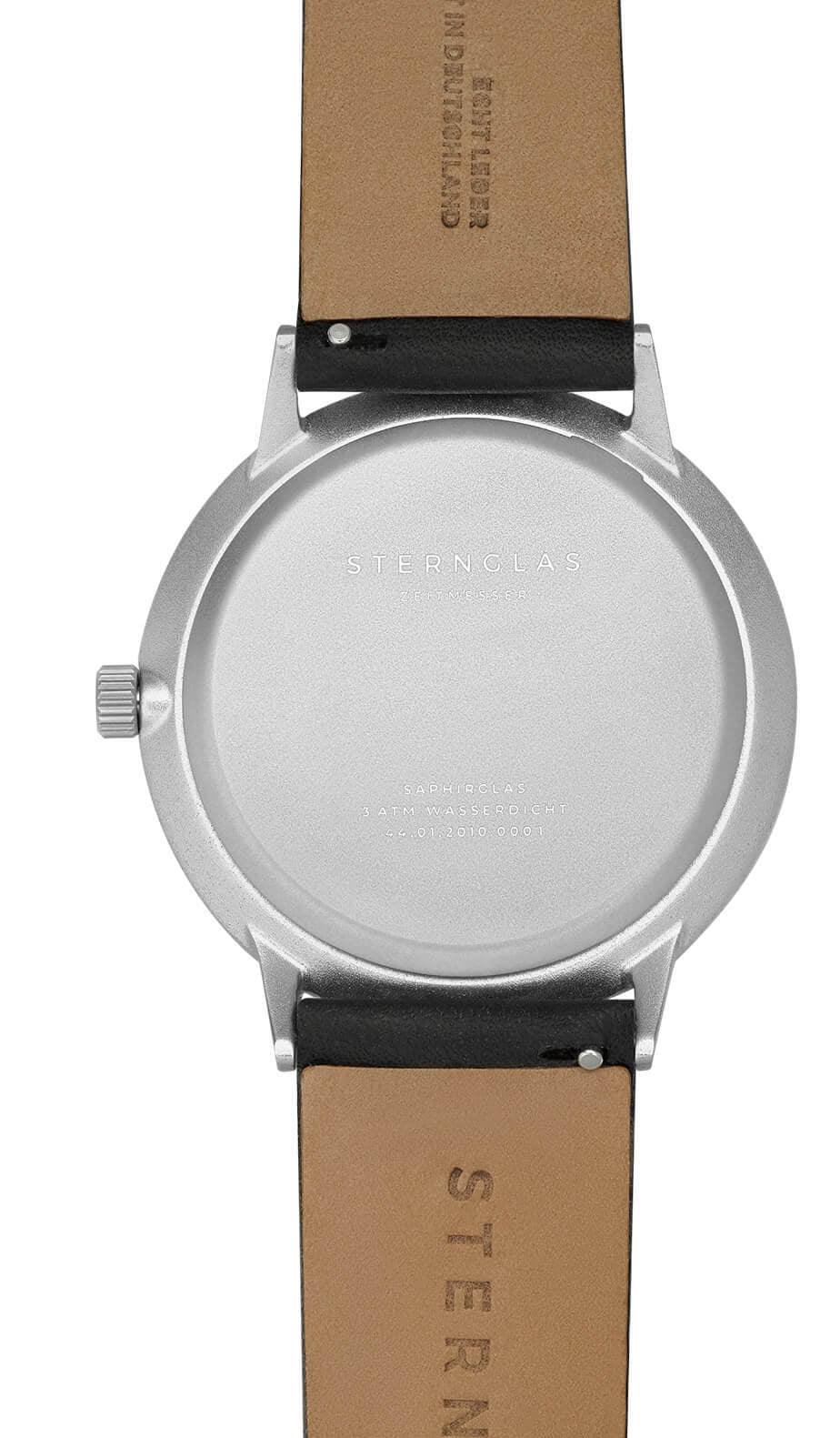 Sternglas MODESTO 40mm Quartz Watch S01-MO01-PR14, White Silver Dial, Sapphire Crystal, Premium Black Leather Strap, 3 ATM Water Resistant