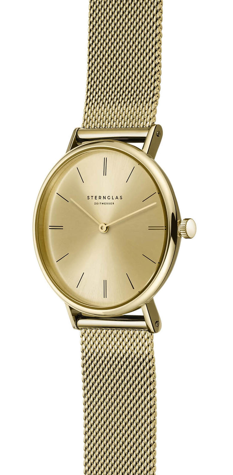 Sternglas Sinja 32mm Quartz Watch S01-SJ12-MI07, Gold Dial, Sapphire Crystal, Gold Milanese Strap, 5 ATM Water Resistant