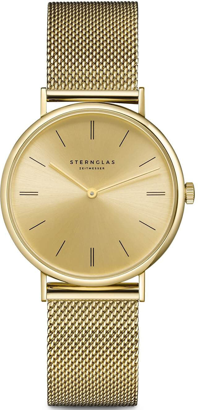 Sternglas Sinja 32mm Quartz Watch S01-SJ12-MI07, Gold Dial, Sapphire Crystal, Gold Milanese Strap, 5 ATM Water Resistant
