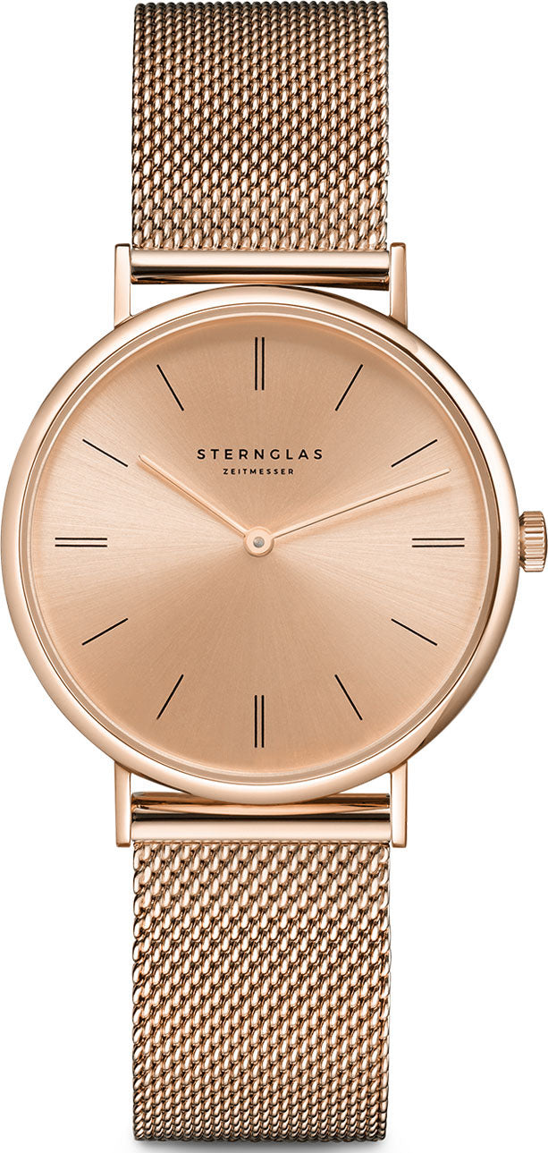Sternglas Sinja 32mm Quartz Watch S01-SJ13-MI09, Rose Gold Dial, Sapphire Crystal, Rose Gold Milanese Strap, 5 ATM Water Resistant