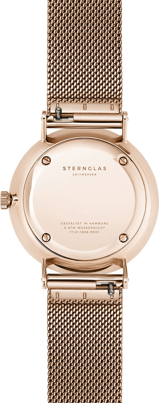 Sternglas Sinja 32mm Quartz Watch S01-SJ13-MI09, Rose Gold Dial, Sapphire Crystal, Rose Gold Milanese Strap, 5 ATM Water Resistant