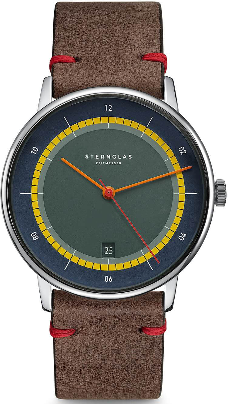 Sternglas Naos Automatic Argo Limited Edition 38mm Watch S02-NAA08-EB03, Green Dial, Sapphire Crystal, Leather Strap, 5 ATM Water Resistant