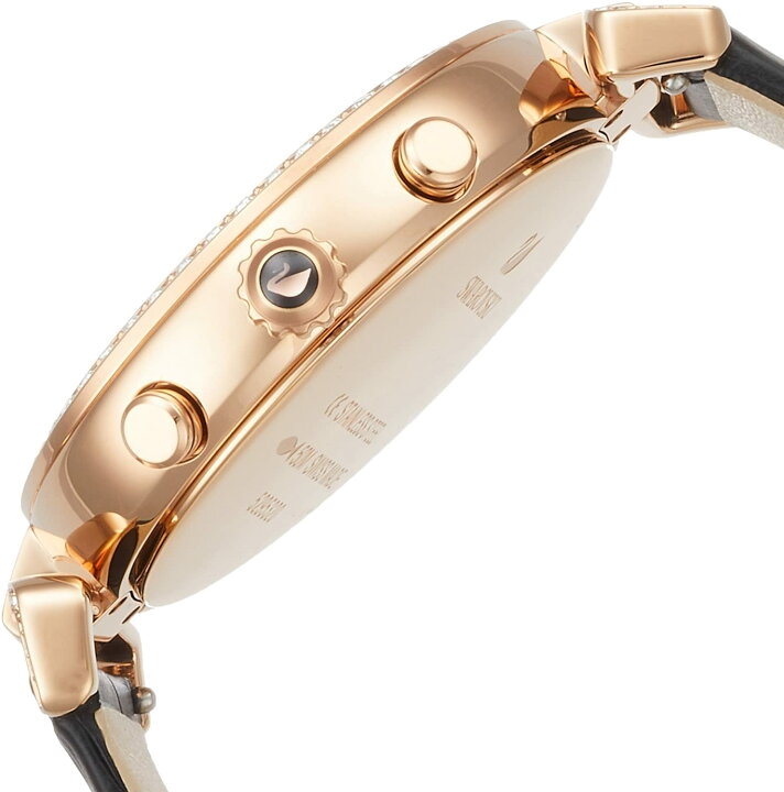 Swarovski Passage Chrono Black Watch – Rose Gold & Black Leather | Swiss-Made Quartz Chronograph