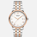 Montblanc Tradition Men's 40mm Automatic Watch MB114337, Swiss Automatic Movement, Silver Dial, 18K Rose Gold and Stainless Steel Case, 30m Water Resistance