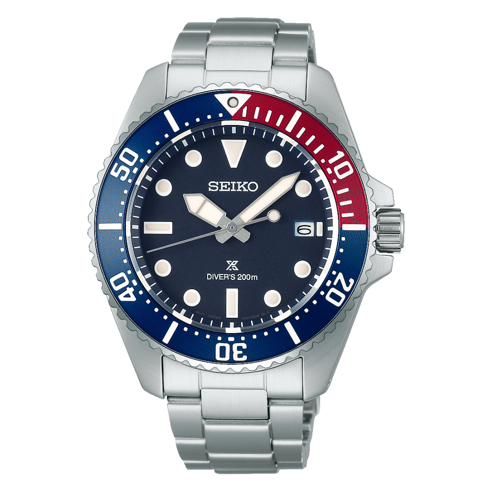 Seiko Prospex Solar Diver's SNE595P1 Watch - 41mm, Dark Blue Dial, Pepsi Bezel, Sapphire Crystal, 200M Water Resistant