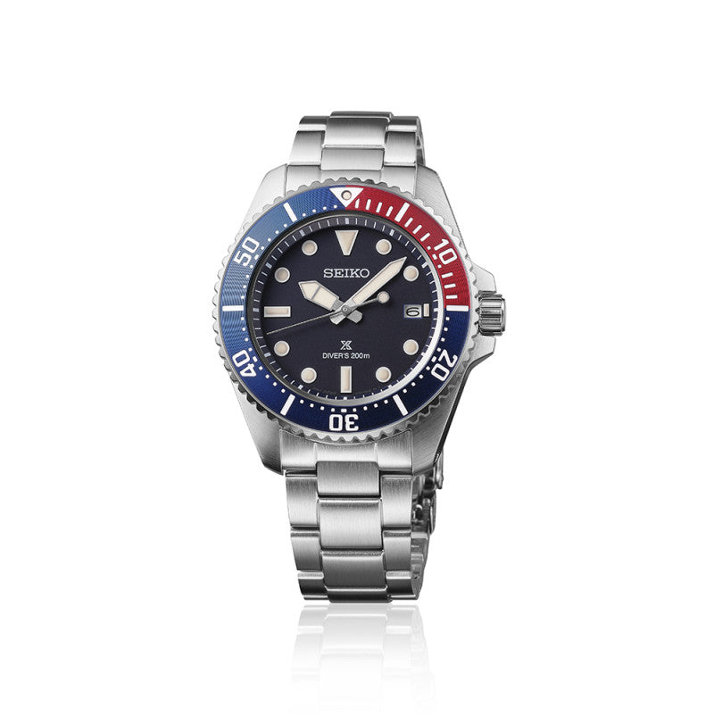 Seiko Prospex Solar Diver's SNE595P1 Watch - 41mm, Dark Blue Dial, Pepsi Bezel, Sapphire Crystal, 200M Water Resistant