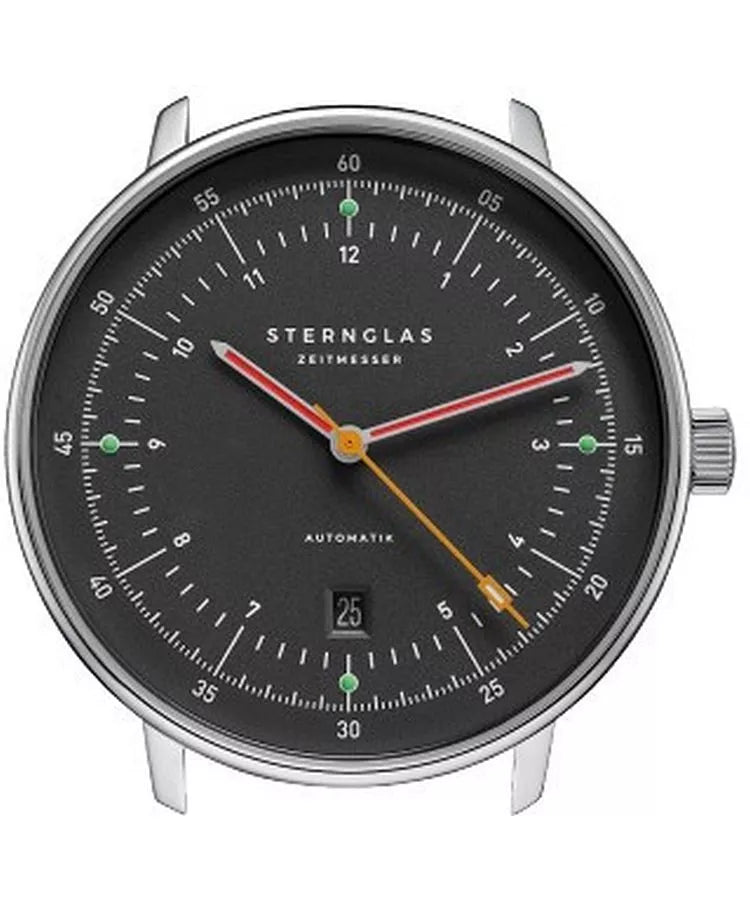 Sternglas HAMBURG 42mm Automatic Watch S02-HH39-FI01, Graphite Grey Dial, Sapphire Crystal, Field Signal Yellow Nylon Strap, 5 ATM Water Resistant