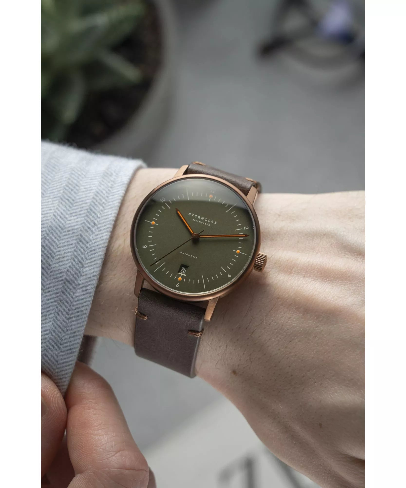 Sternglas Naos Automatik 38mm – Dark Green Bronze S02-NA35-VI17