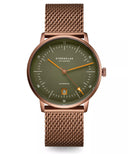 Sternglas NAOS AUTOMATIK Edition Bronze 38mm Watch S02-NAR19-MI11, Green Dial, Sapphire Crystal, Bronze Milanese Mesh Strap, 5 ATM Water Resistant