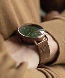 Sternglas NAOS AUTOMATIK Edition Bronze 38mm Watch S02-NAR19-MI11, Green Dial, Sapphire Crystal, Bronze Milanese Mesh Strap, 5 ATM Water Resistant
