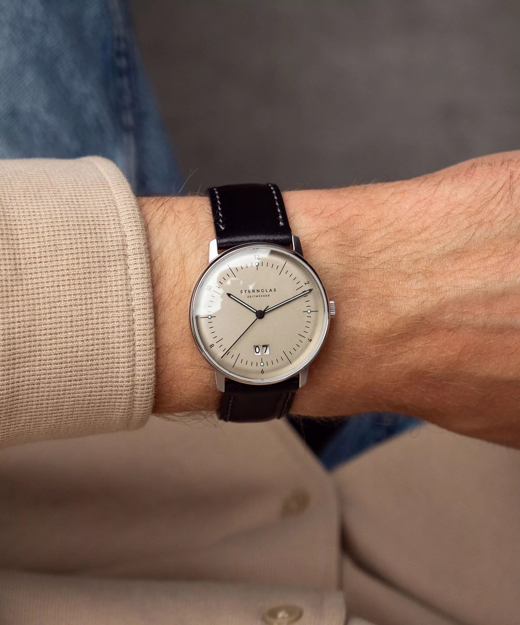 Sternglas Naos Big Date Alabaster Men's 38 mm Quartz Watch