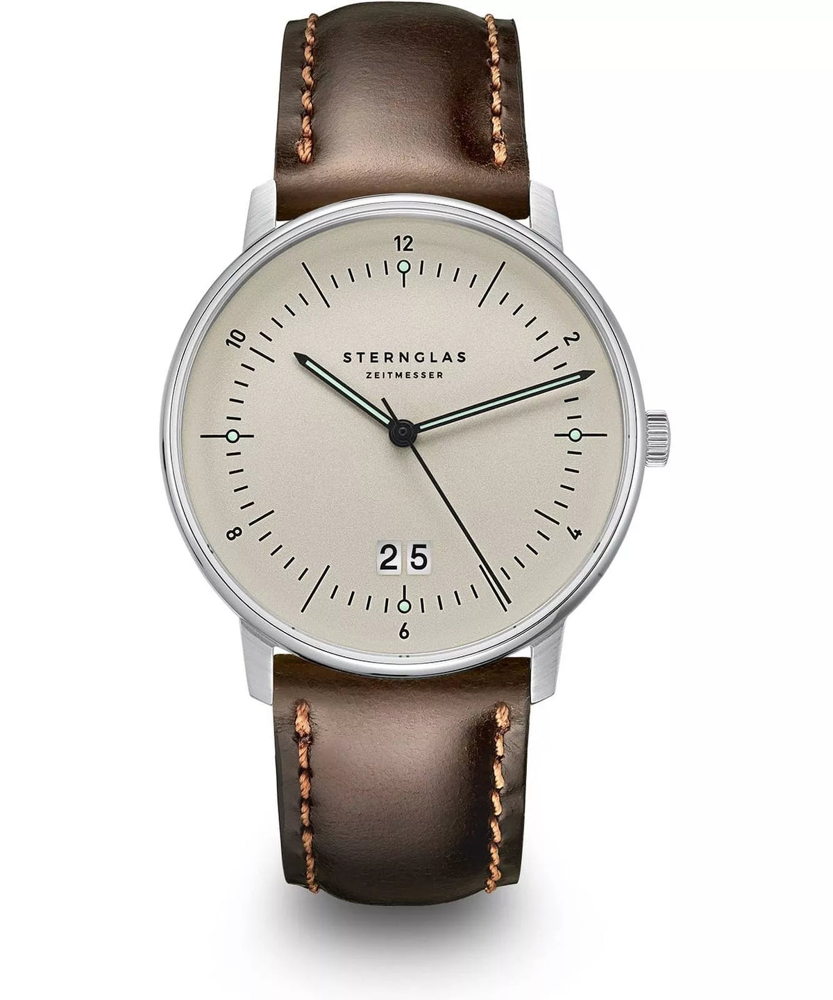 Sternglas Naos Big Date Alabaster 38mm TMI VJ76 Quartz Men’s Watch