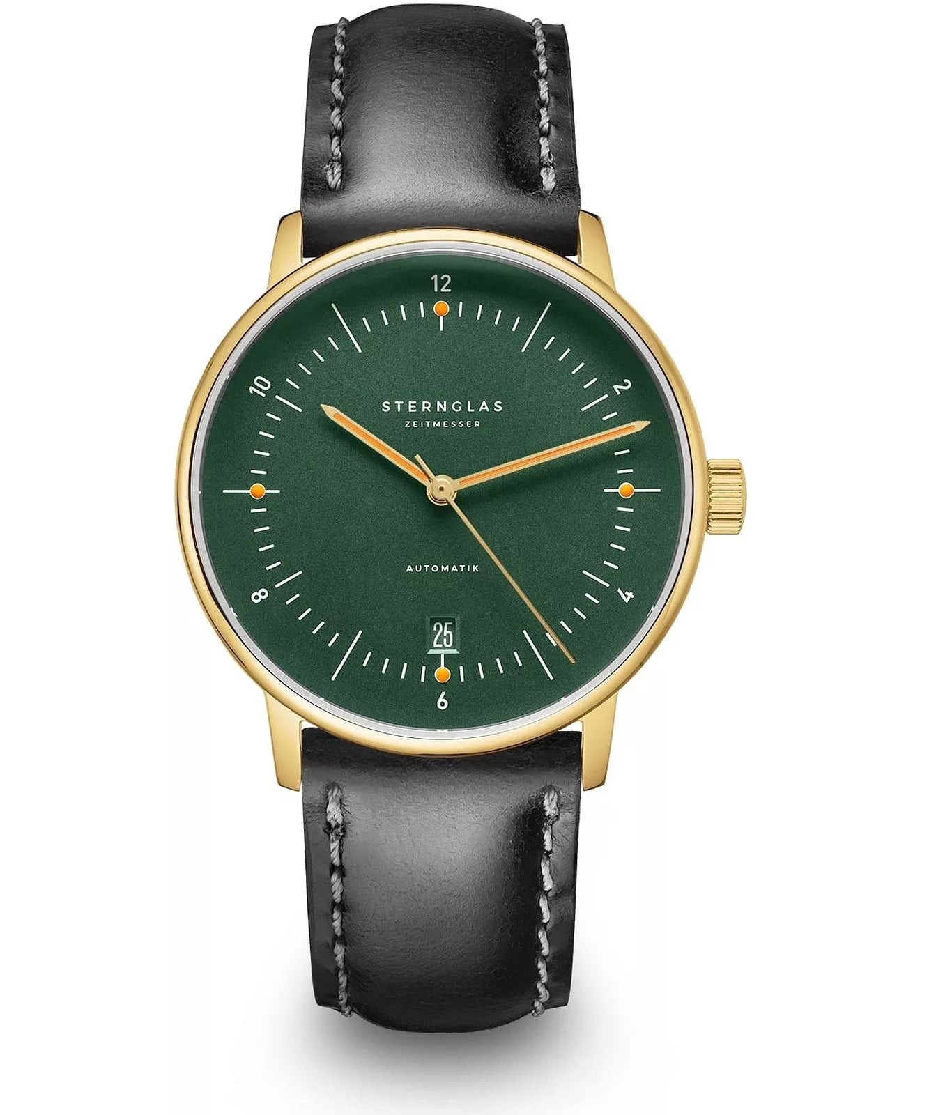 Sternglas Naos Automatik – Dark Green / Gold with Black Leather – S02-NA22-BR04