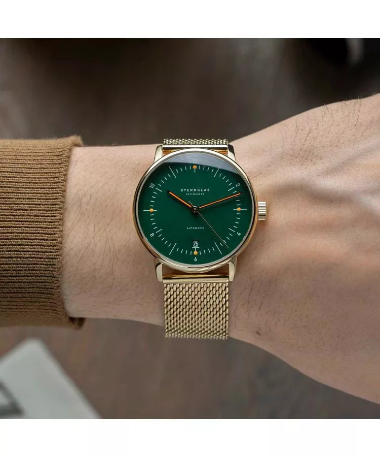 Sternglas Naos Automatik – Dark Green / Gold Milanaise – S02-NA22-MI05