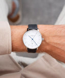 Sternglas NAOS XL 42mm Automatic Watch S02-NX01-PR07, White Dial, Sapphire Crystal, Premium Black Leather Strap, 5 ATM Water Resistant