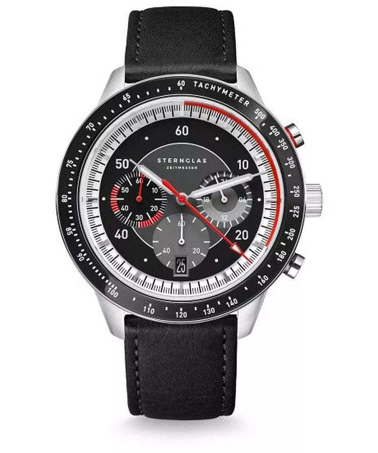 Sternglas Tachymeter 2.0 – Black / Black Leather – S01-TM03-MO01
