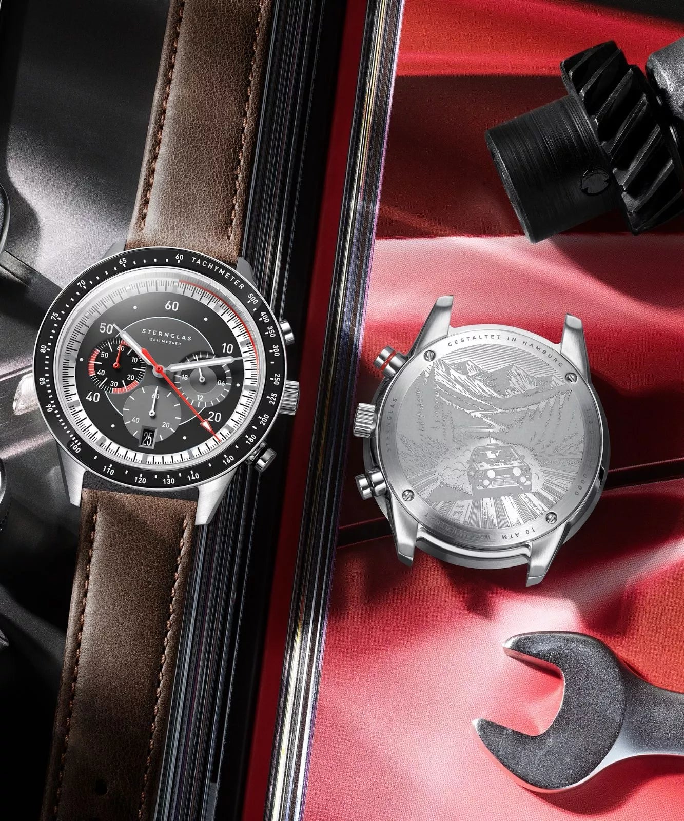 Sternglas Tachymeter 2.0 – Black / Modena Leather – S01-TM03-MO23