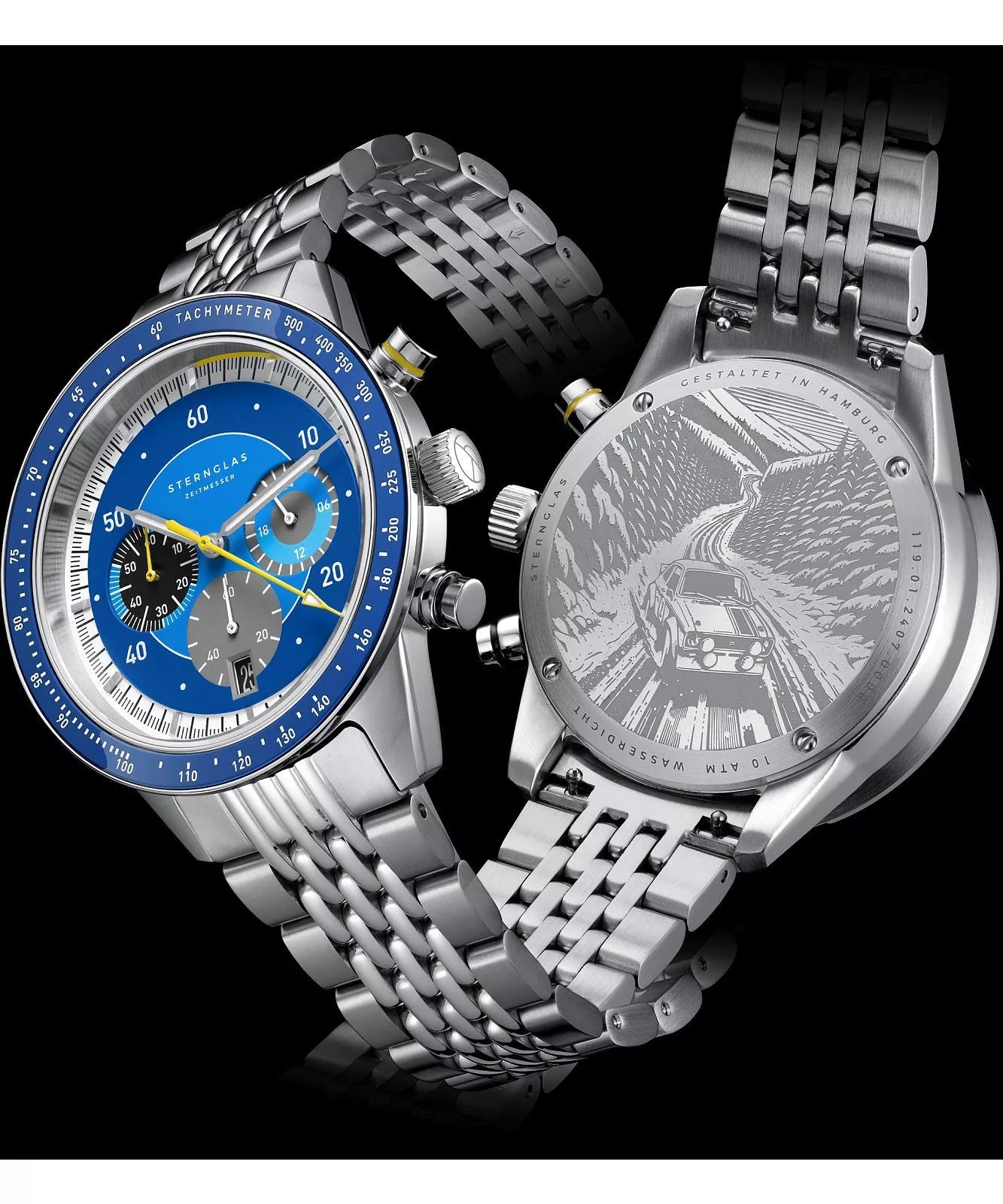 Sternglas Tachymeter 2.0 Men's 44 mm Quartz Watch