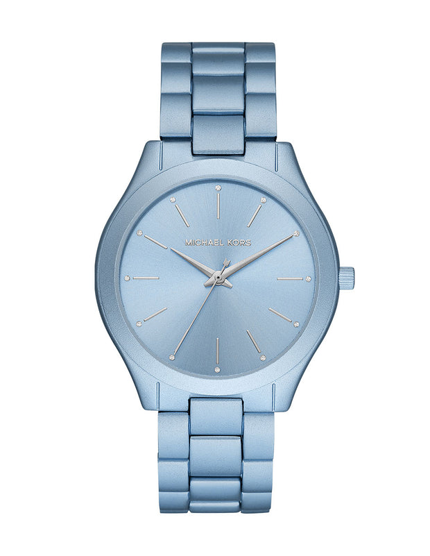 Michael Kors MK4548 Slimline Quartz Watch with Metal Strap, Blue 20