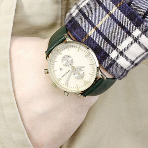 Emporio Armani Chronograph Green Leather Men's Watch -AR1722