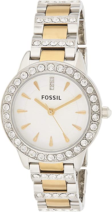 FOSSIL Crystal White Dial Two-tone Ladies Watch ES2409