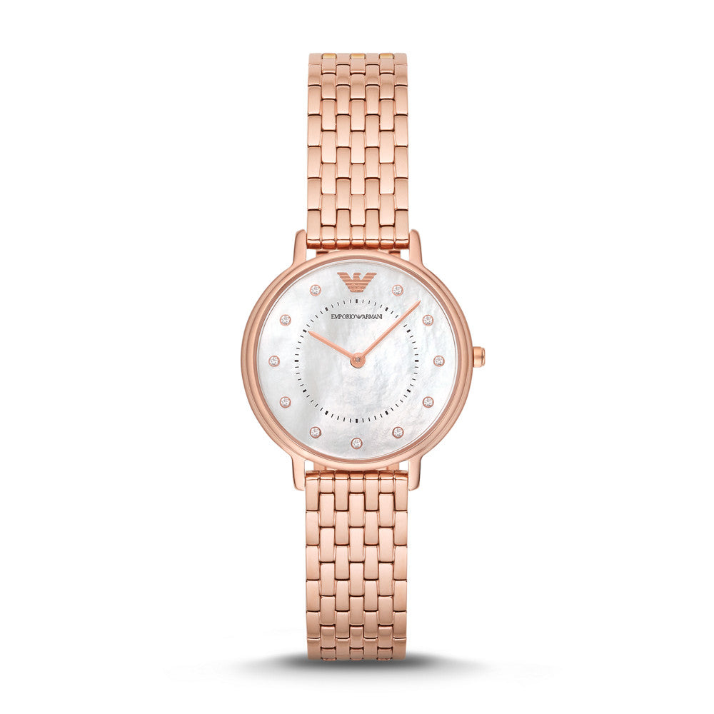 Emporio Armani AR11006 – Kappa Quartz Ladies Watch, 32mm Rose Gold, Mother of Pearl Dial, 5 ATM Water Resistance